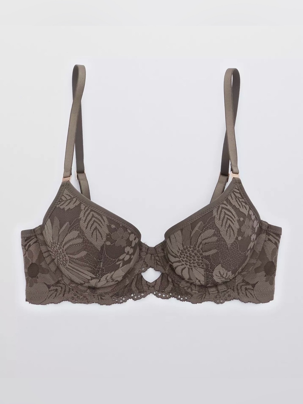 Aerie Women’s Size 40D  Real Power Plunge Push Up Bra Arbor Olive